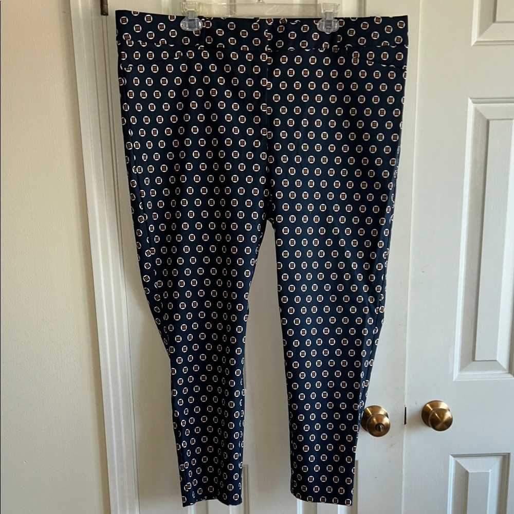 Limited Navy Geometric Print Stretch Pants